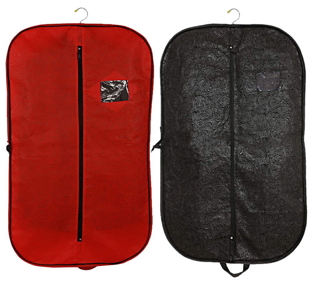 Kuber Industries Embossed Design Foldable Non Woven Men&#039;s Coat Blazer Cover (Red &amp; Black)  -CTKTC42267