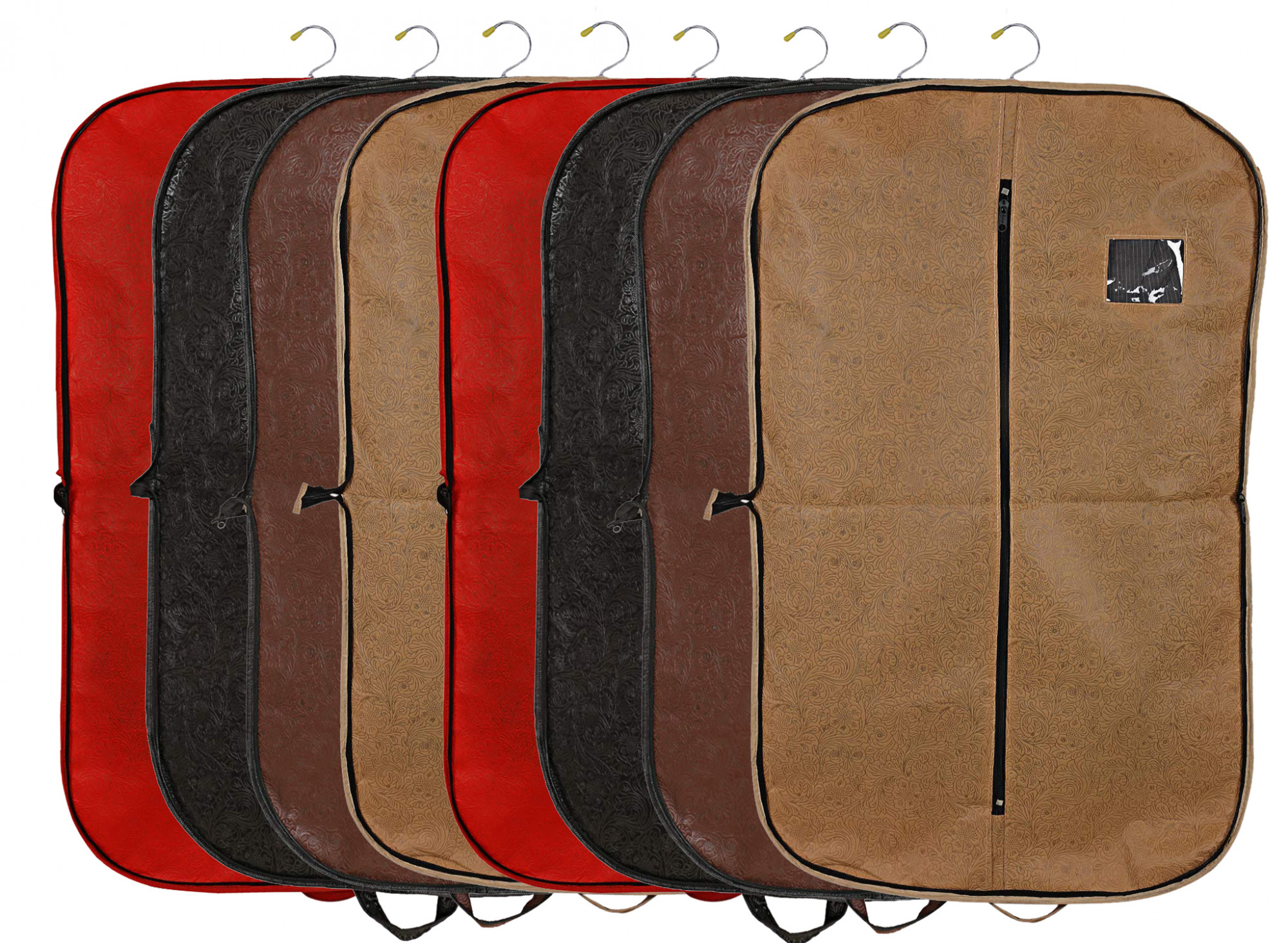 Kuber Industries Embossed Design Foldable Non Woven Men's Coat Blazer Cover (Red & Black & Brown & Golden)  -CTKTC42297