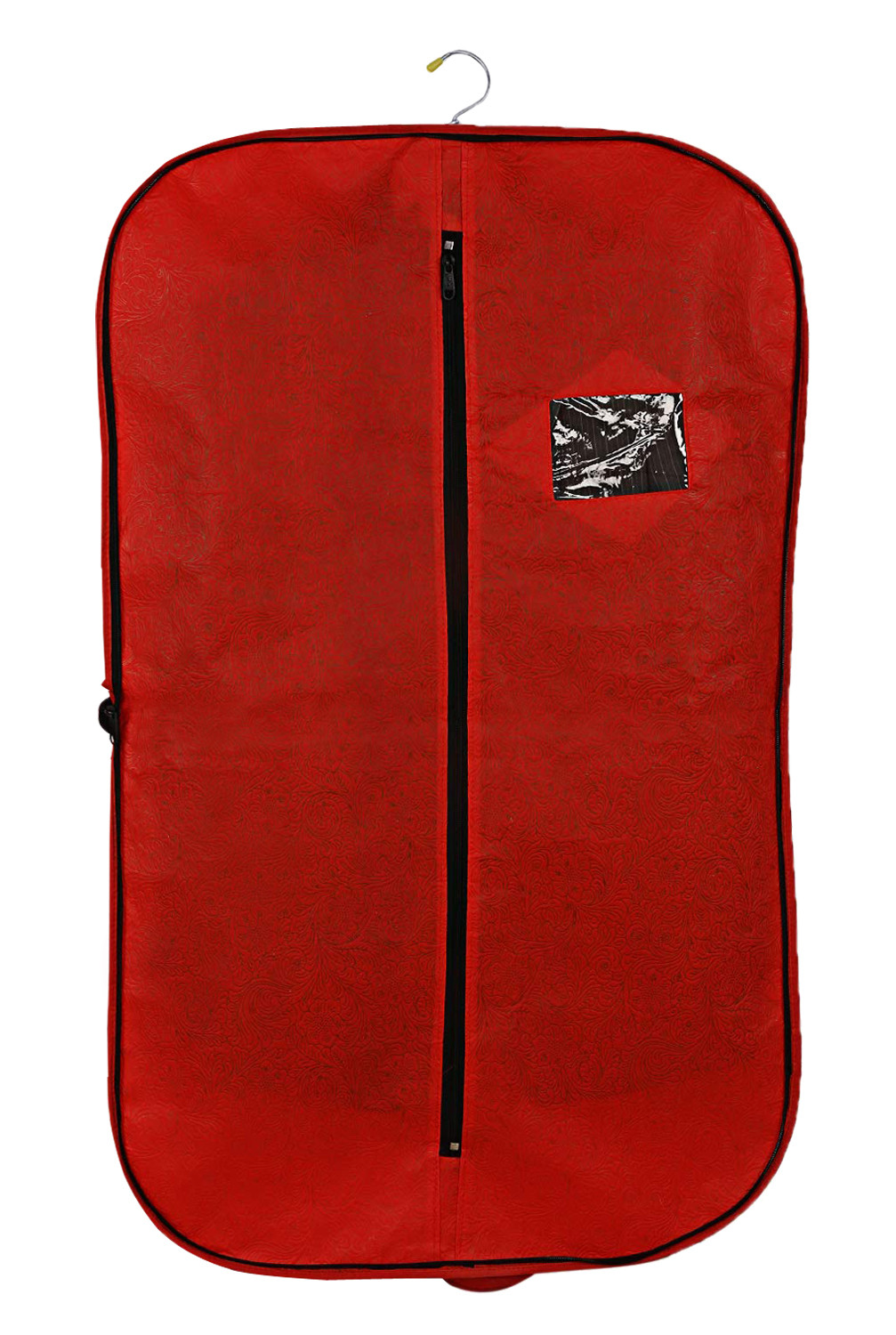 Kuber Industries Embossed Design Foldable Non Woven Men's Coat Blazer Cover (Red & Brown)  -CTKTC42269