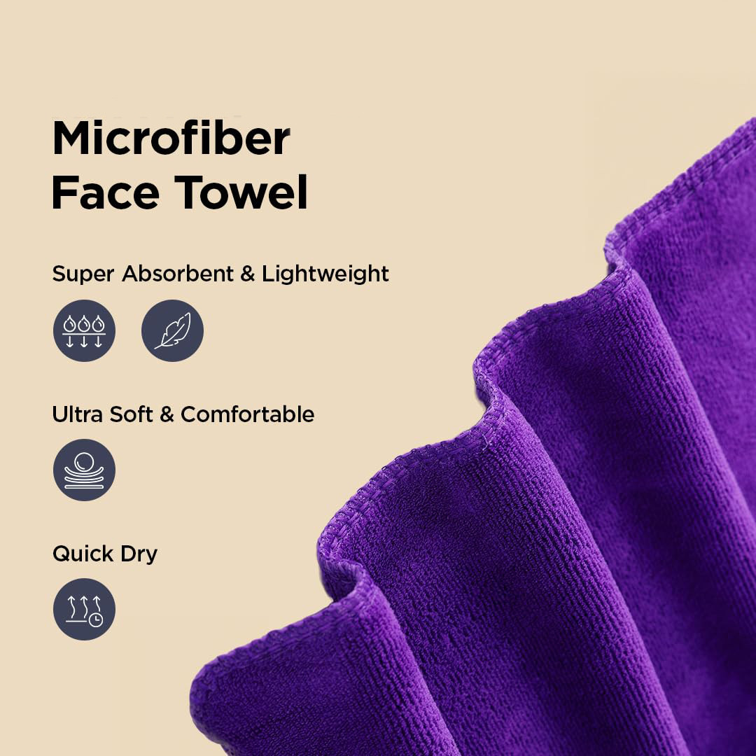 Kuber Industries Face Towel | Microfiber Hand Towel | Antibacterial Face Towel | Hair & Face Towel for Man | 400 GSM Towel | SHXS40602 | Purple