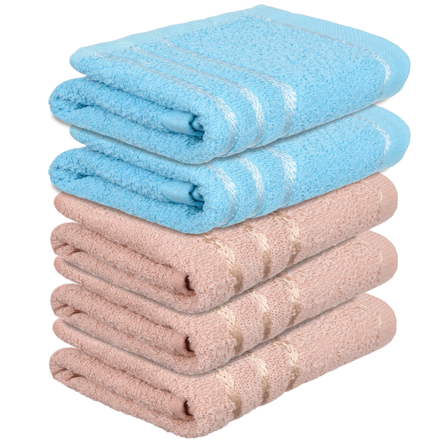 Kuber Industries Face Towel | Towels for Facewash | Towels for Gym | Facewash for Travel | Towels for Daily use | Workout Hand Towel | Lining Design | 14x21 Inch | Pack of 5 | Multi