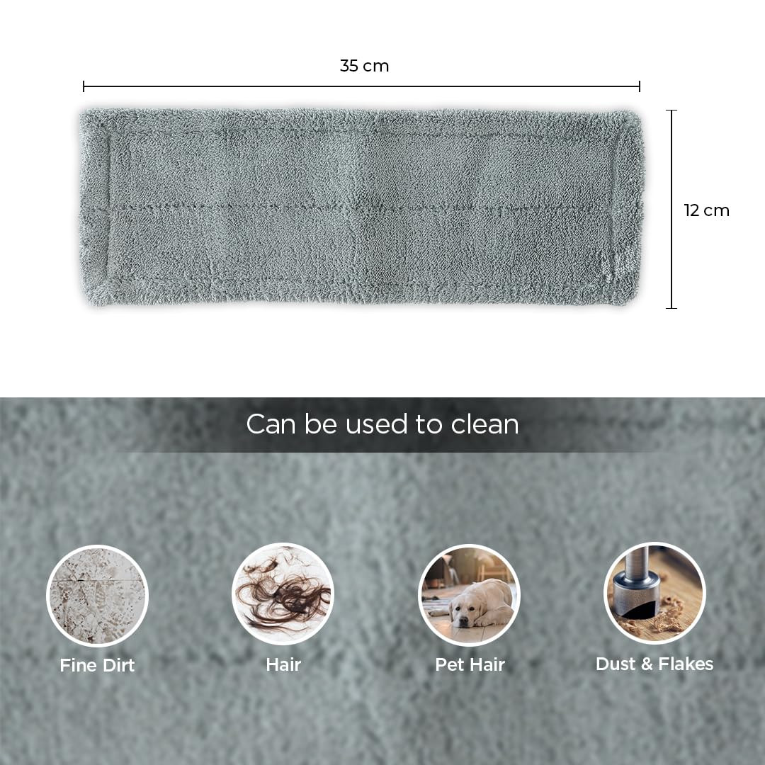 Kuber Industries Flat Mop Refill Pad | Microfiber Wet and Dry Mop Refiller Pad | Flat Mop Heads | Super-Absorbent | Compatible for All Types of Floors | SHPTNTSHR1 | Pack of 2 | Gray