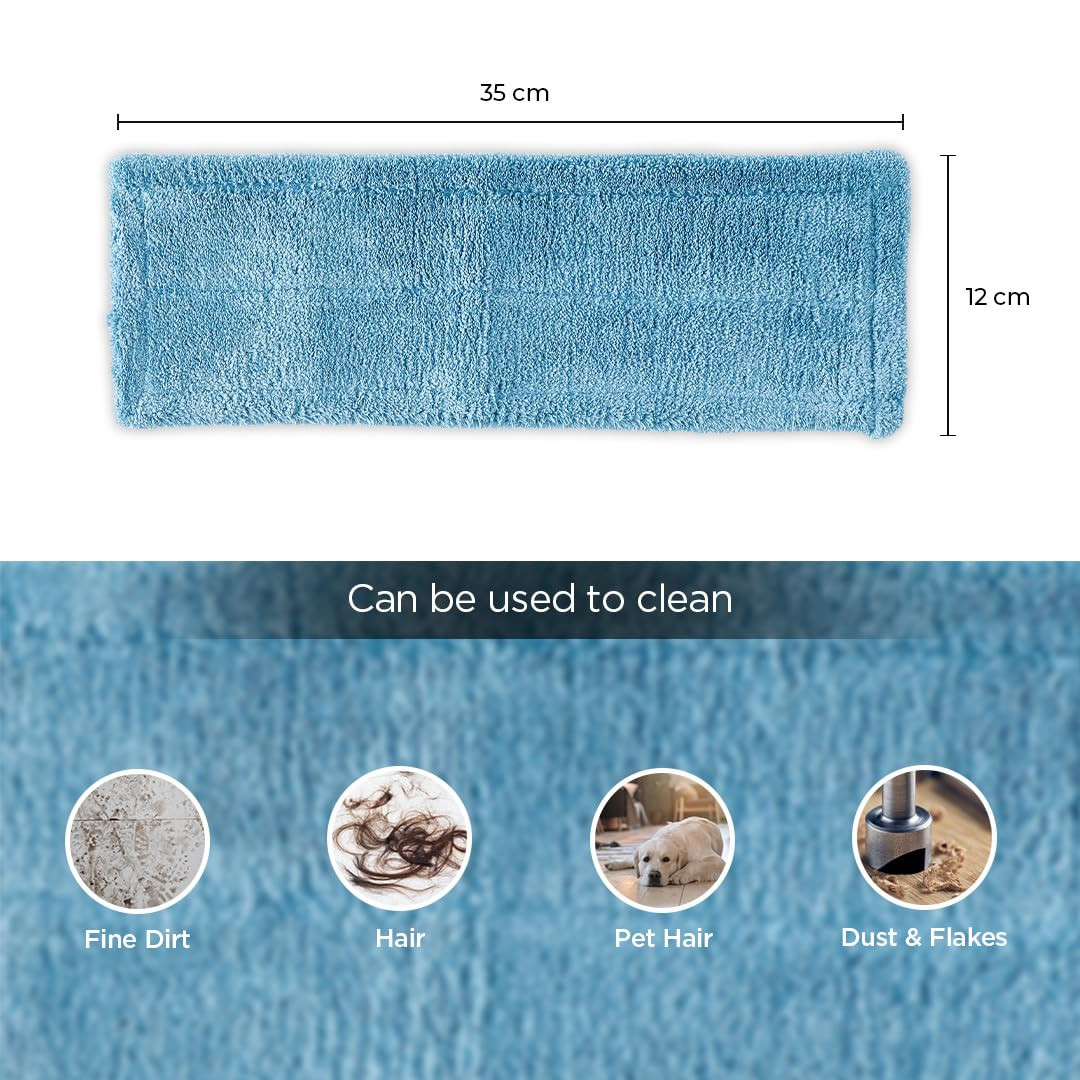 Kuber Industries Flat Mop Refill Pad | Microfiber Wet and Dry Mop Refiller Pad | Flat Mop Heads | Super-Absorbent | Compatible for All Types of Floors | SHPTNTSHR2 | Pack of 2 | Blue
