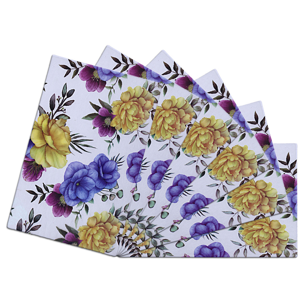 Kuber Industries Floral Print PVC Waterproof &amp; Washable Refrigerator|Fridge Placemats For Home &amp; Kitchen Set of 6 (Transparent)