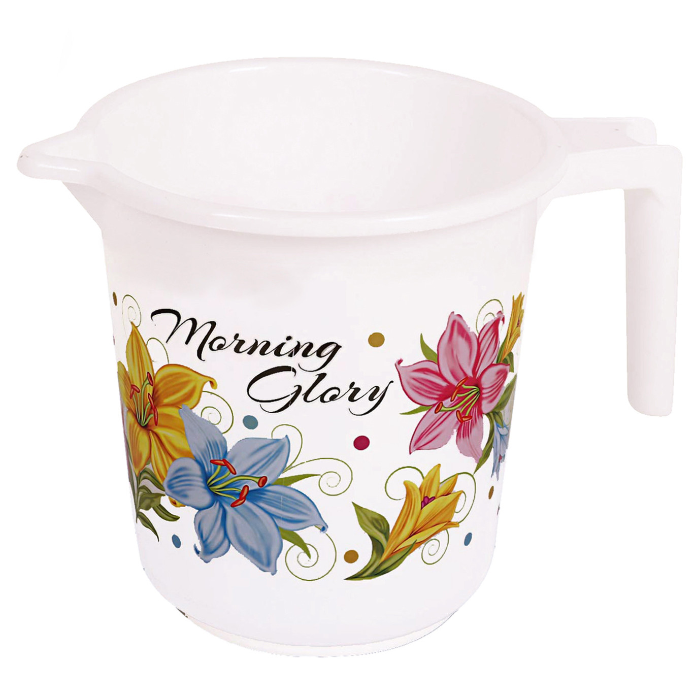 Kuber Industries Floral Print Unbreakable Strong Plastic Bathroom Mug,500 ML (White)
