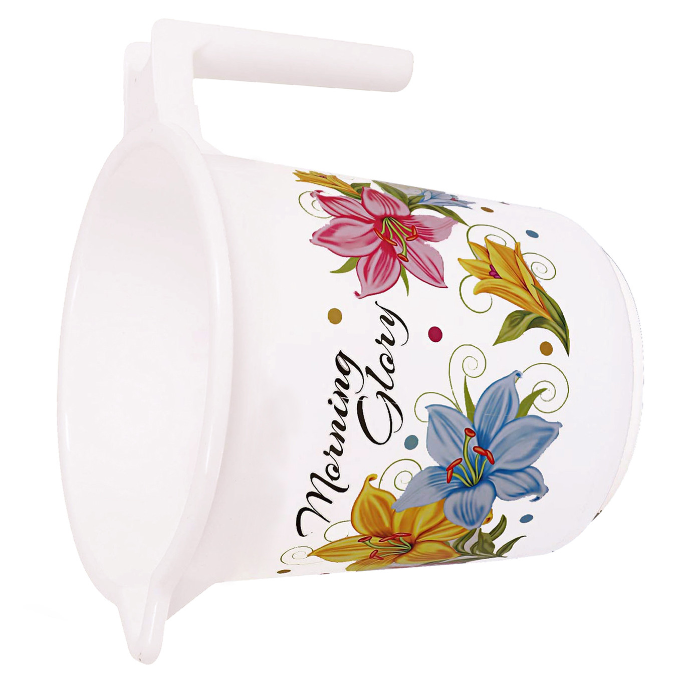 Kuber Industries Floral Print Unbreakable Strong Plastic Bathroom Mug,500 ML (White)