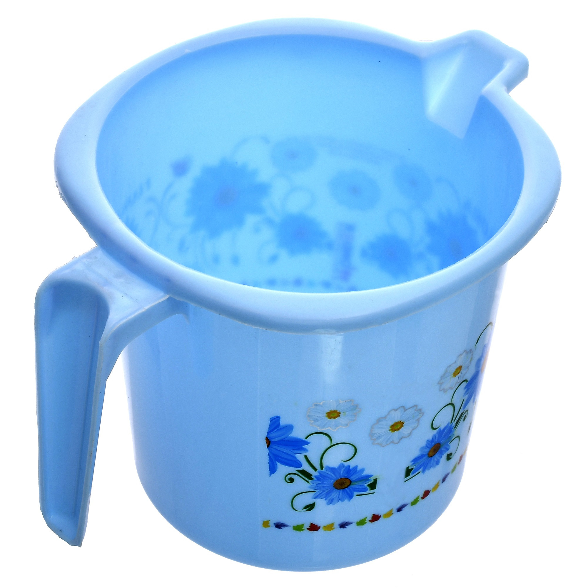 Kuber Industries Floral Printed Virgin Plastic Bathroom Mug ,1000 ml (Blue)-KUBMART1236