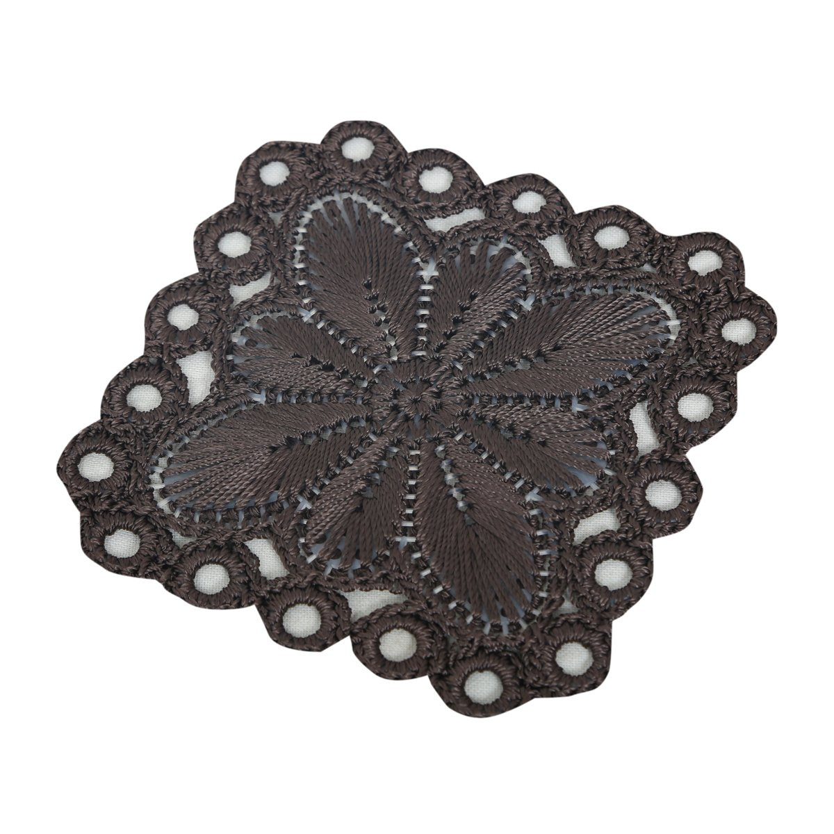 Kuber Industries Flower Design Handmade Square Cotton Coaster For Kinds of Mugs and Cups,(Brown)