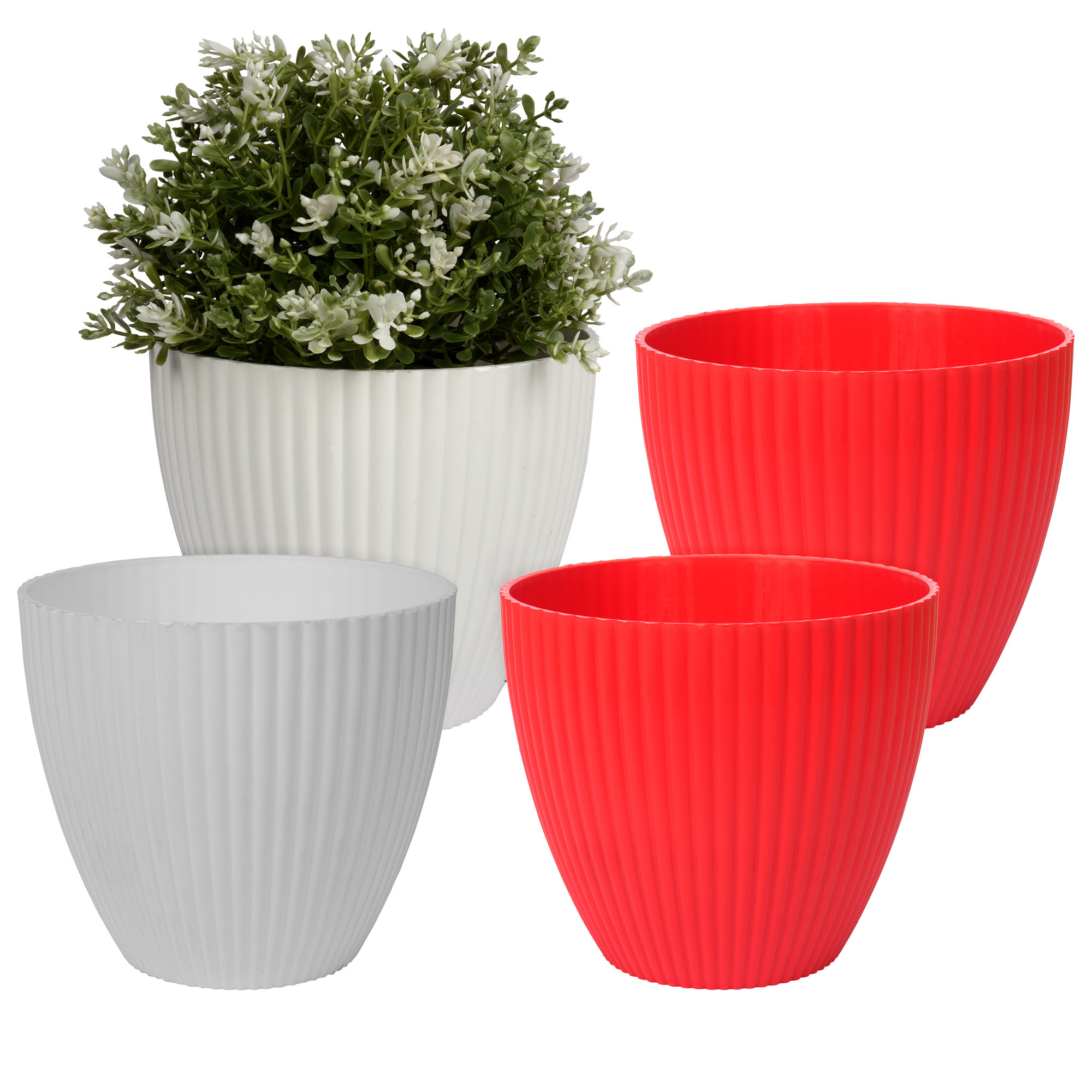 Kuber Industries Flower Pot | Flower Planter Pots for Indoor | Flower Pots for Outdoor | Pot for Garden & Balcony Flowering | Flower Plants Pot | Mega Flower Pot | 6 Inch | Pack of 4 | Multi