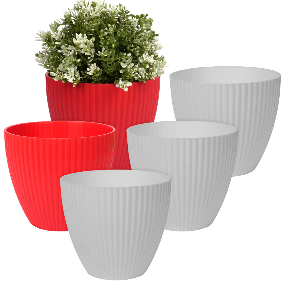 Kuber Industries Flower Pot | Flower Planter Pots for Indoor | Flower Pots for Outdoor | Pot for Garden &amp; Balcony Flowering | Flower Plants Pot | Mega Flower Pot | 6 Inch | Pack of 5 | Multi