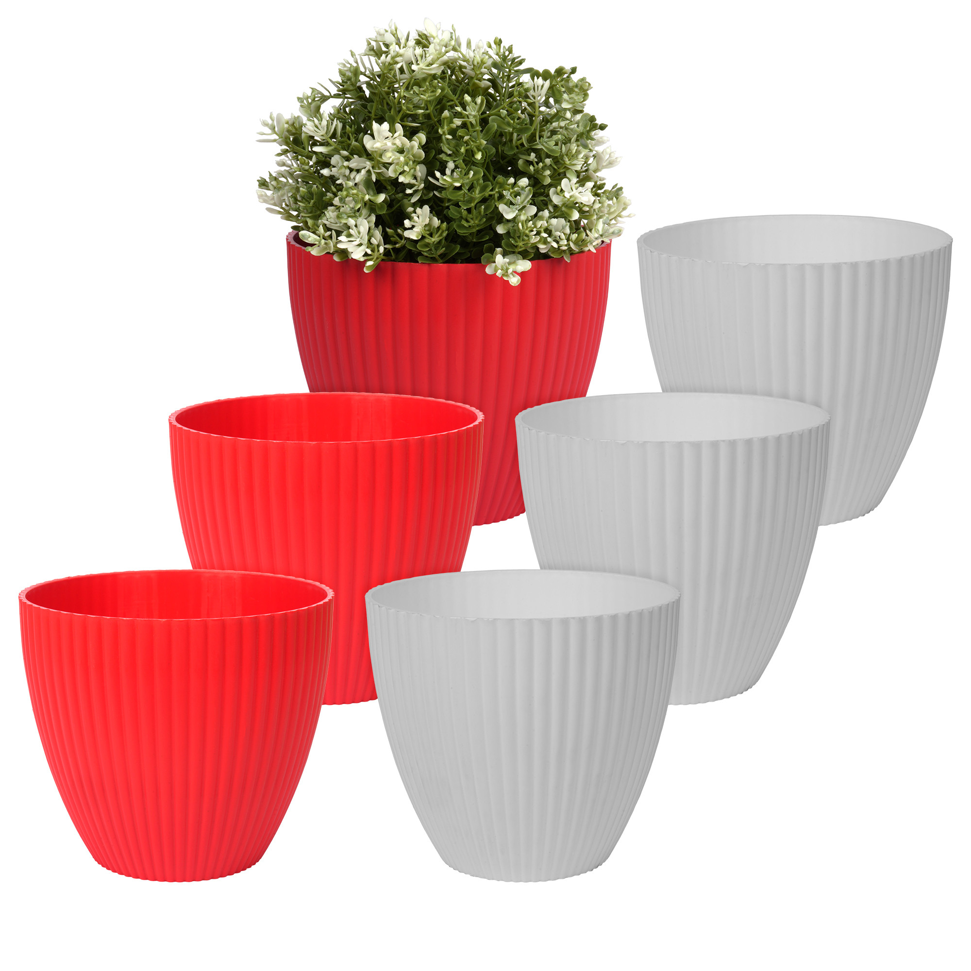 Kuber Industries Flower Pot | Flower Planter Pots for Indoor | Flower Pots for Outdoor | Pot for Garden & Balcony Flowering | Flower Plants Pot | Mega Flower Pot | 6 Inch | Pack of 6 | Multi
