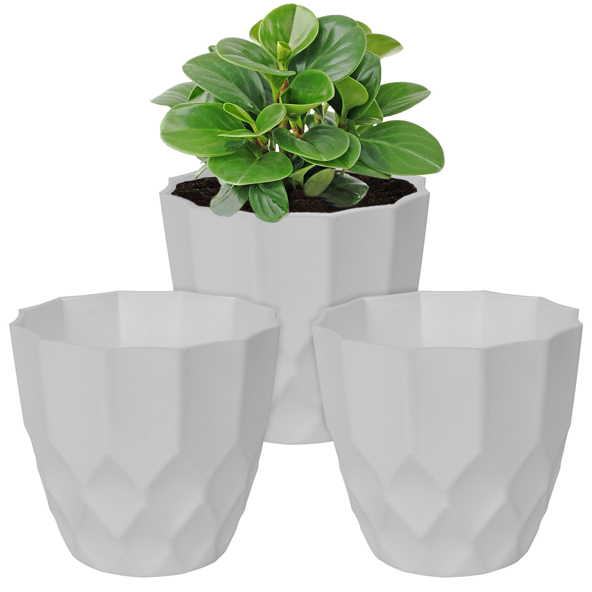 Kuber Industries Flower Pot | Flower Planter Pots for Indoor | Flower Pots for Outdoor | Pot for Garden & Balcony Flowering | Flower Plants Pot | Barfi Flower Pot | 6 Inch | White