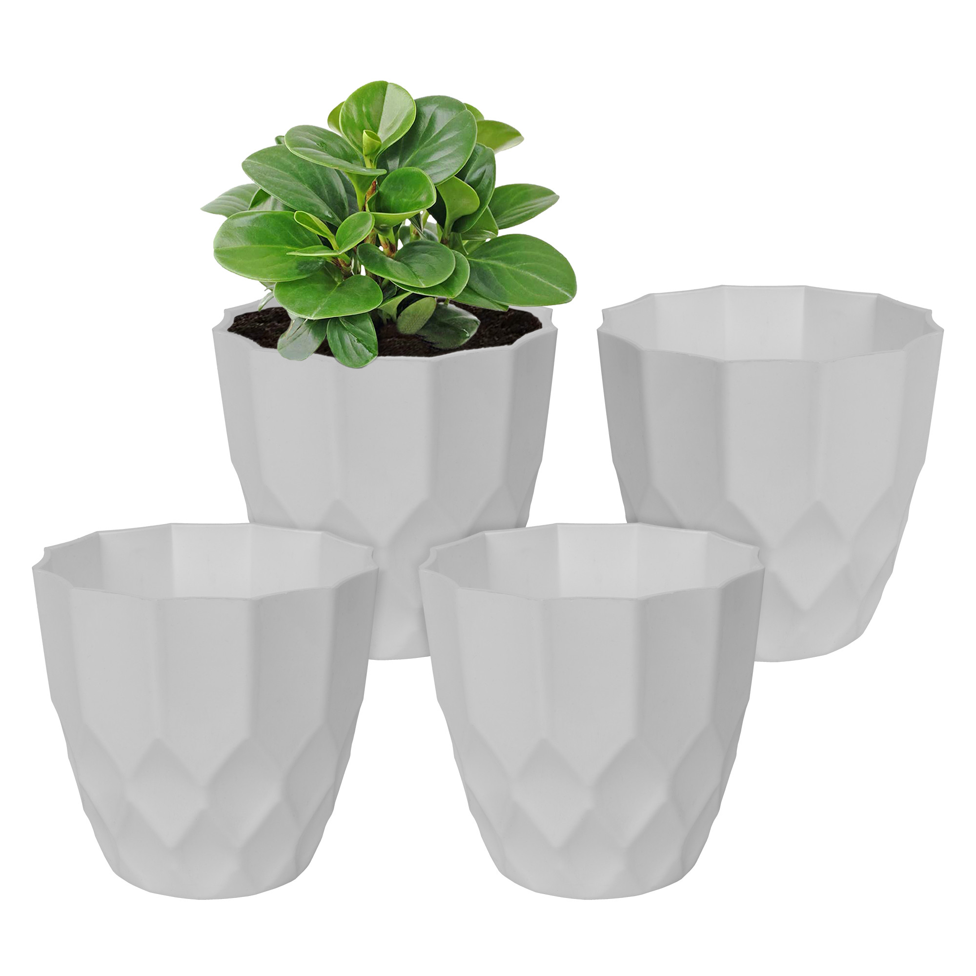 Kuber Industries Flower Pot | Flower Planter Pots for Indoor | Flower Pots for Outdoor | Pot for Garden & Balcony Flowering | Flower Plants Pot | Barfi Flower Pot | 6 Inch | White