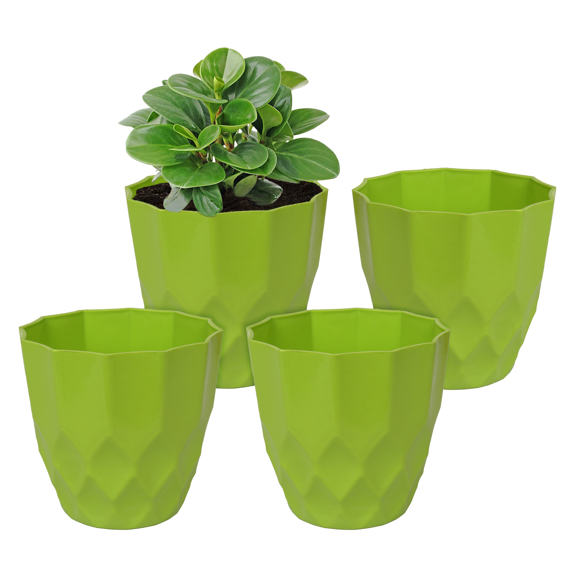 Kuber Industries Flower Pot | Flower Planter Pots for Indoor | Flower Pots for Outdoor | Pot for Garden & Balcony Flowering | Flower Plants Pot | Barfi Flower Pot | 6 Inch | Green