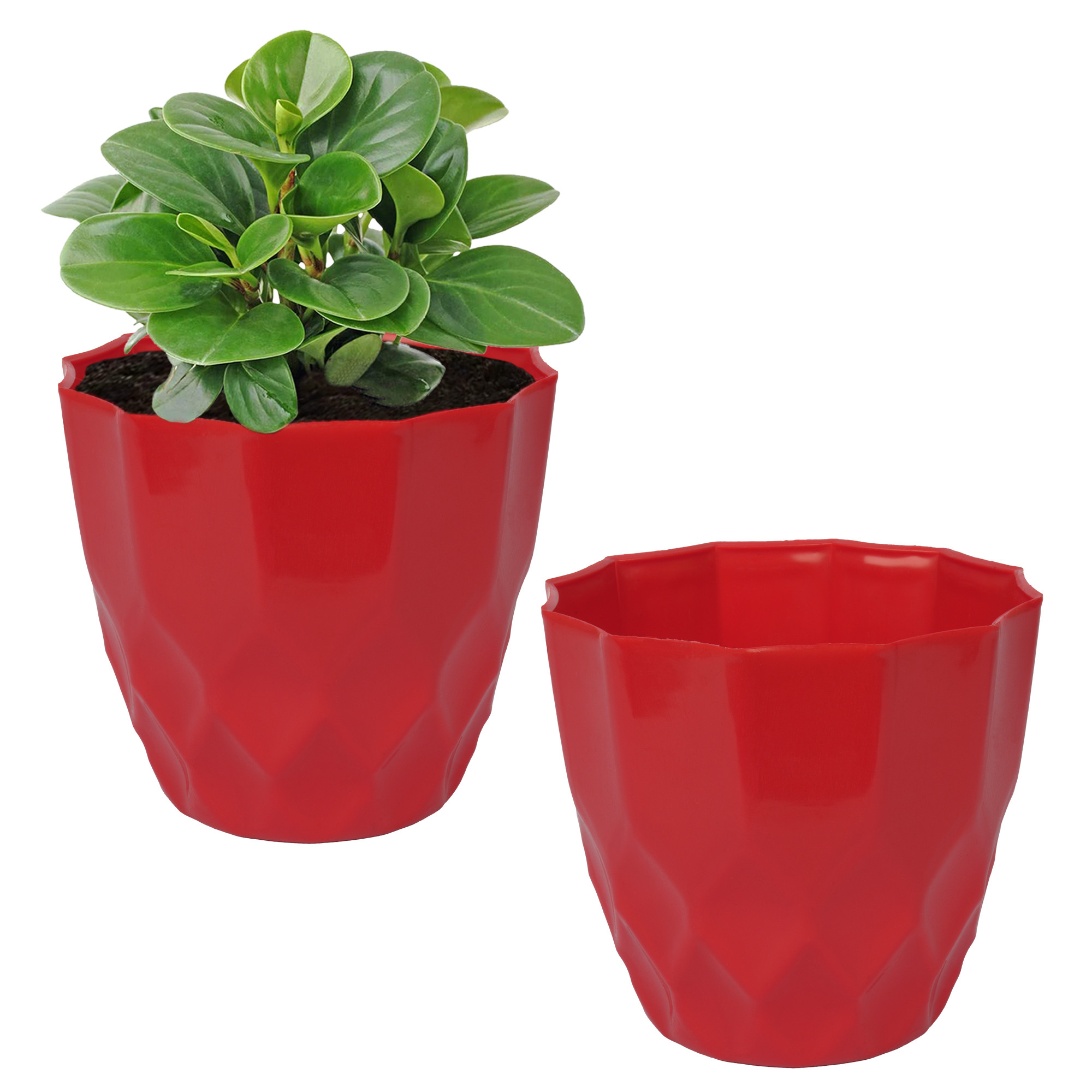 Kuber Industries Flower Pot | Flower Planter Pots for Indoor | Flower Pots for Outdoor | Pot for Garden & Balcony Flowering | Flower Plants Pot | Barfi Flower Pot | 6 Inch | Red