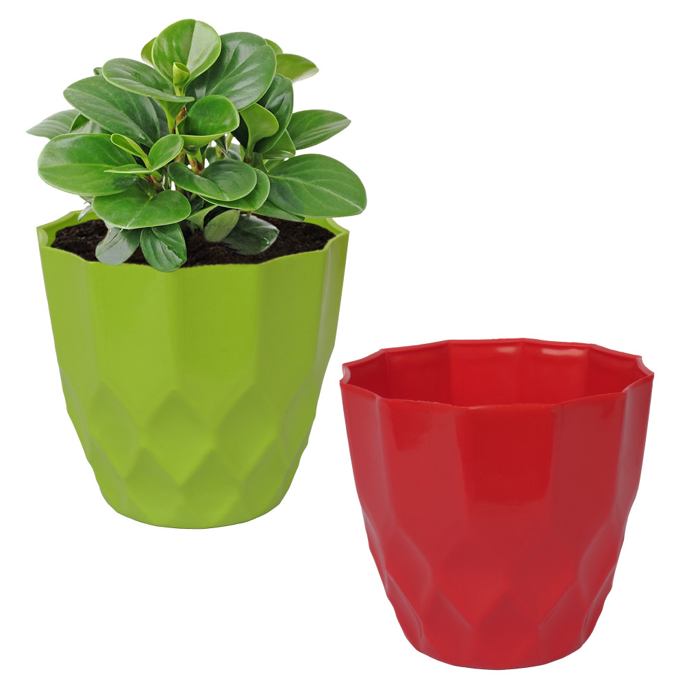 Kuber Industries Flower Pot | Flower Planter Pots for Indoor | Flower Pots for Outdoor | Pot for Garden &amp; Balcony Flowering | Flower Plants Pot | Barfi Flower Pot | 6 Inch | Pack of 2 | Multi