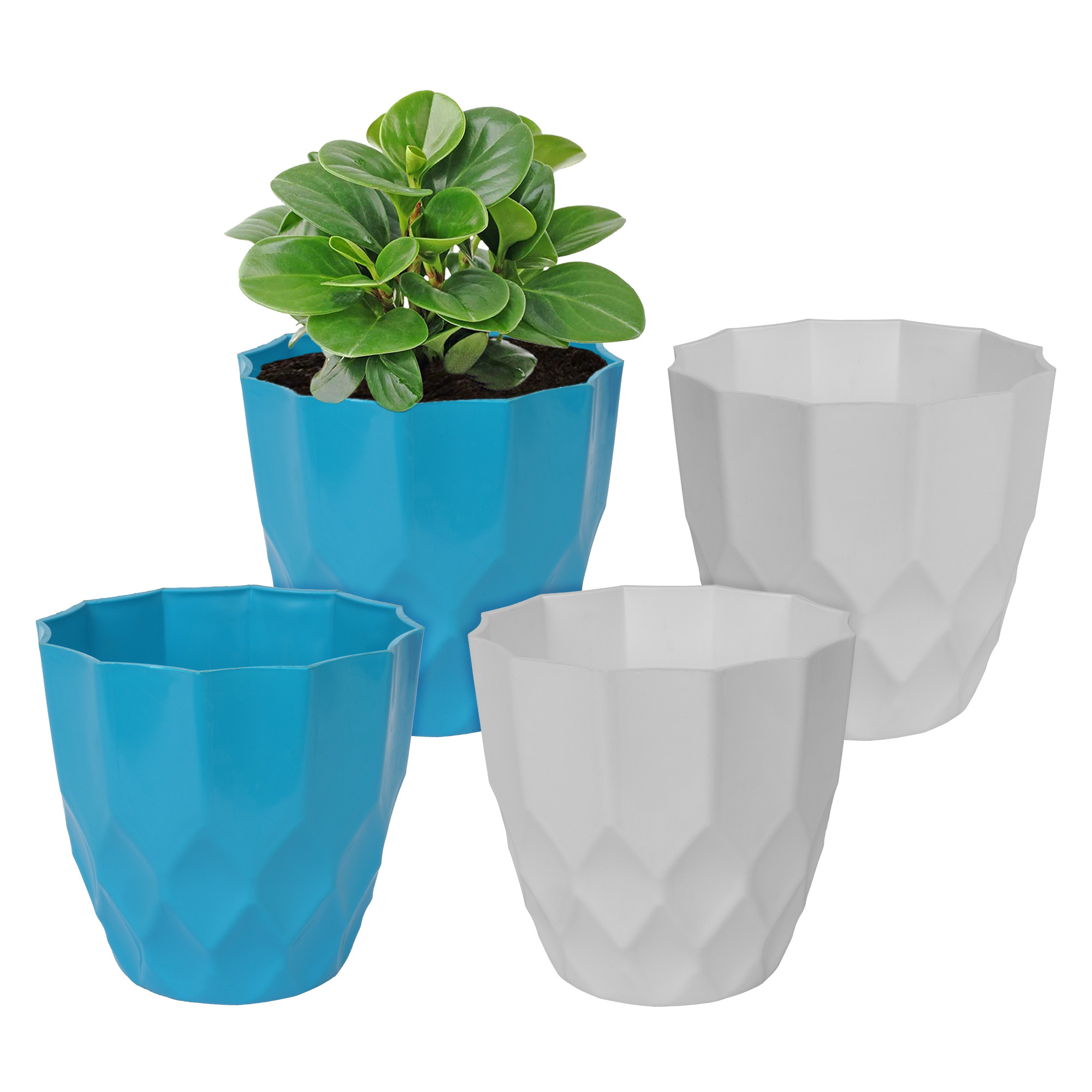Kuber Industries Flower Pot | Flower Planter Pots for Indoor | Flower Pots for Outdoor | Pot for Garden & Balcony Flowering | Flower Plants Pot | Barfi Flower Pot | 6 Inch | Pack of 4 | Multi