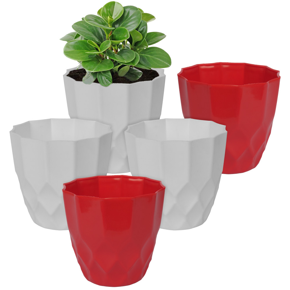 Kuber Industries Flower Pot | Flower Planter Pots for Indoor | Flower Pots for Outdoor | Pot for Garden &amp; Balcony Flowering | Flower Plants Pot | Barfi Flower Pot | 6 Inch | Pack of 5 | Multi