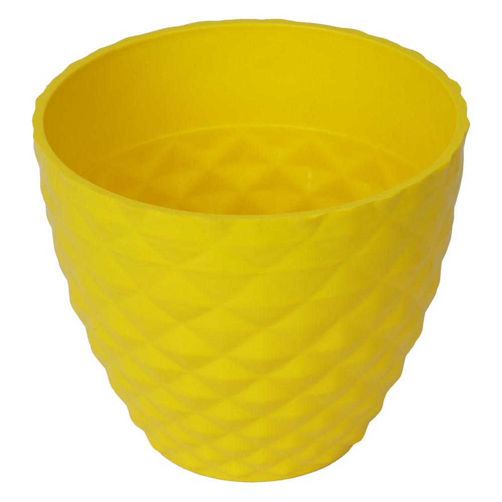 Kuber Industries Flower Pot | Flower Planter Pots for Indoor | Flower Pots for Outdoor | Pot for Garden &amp; Balcony Flowering | Flower Plants Pot | Diamond Flower Pot | 6 Inch | Yellow