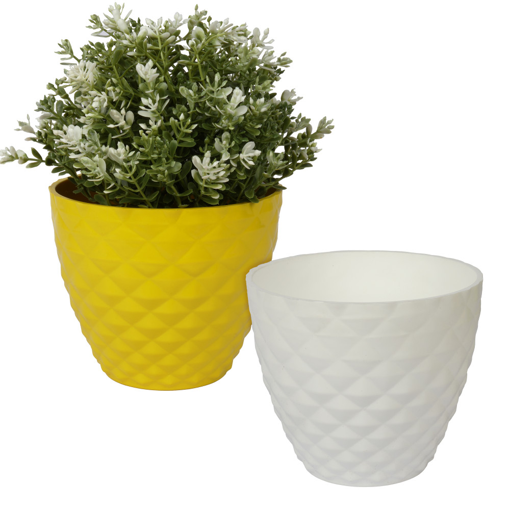 Kuber Industries Flower Pot | Flower Planter Pots for Indoor | Flower Pots for Outdoor | Pot for Garden &amp; Balcony Flowering | Flower Plants Pot | Diamond Flower Pot | 6 Inch | Pack of 2 | Multi