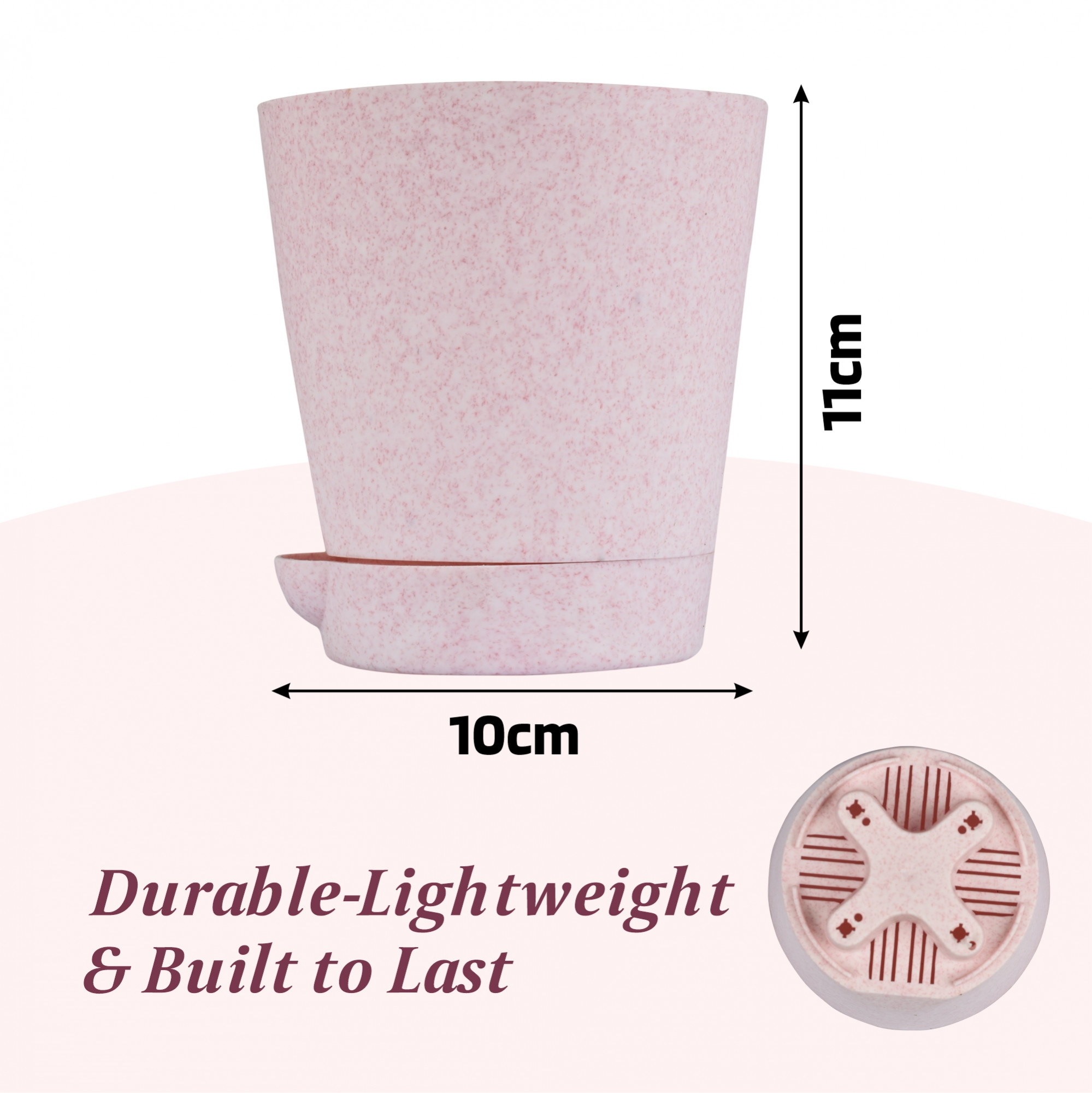 Kuber Industries Flower Pot | Flower Pot for Living Room-Office | Planters for Home-office-Lawns & Garden Décor | Self Watering Flower Planters Pots | Marble Titan | 4 Inch | White & Pink