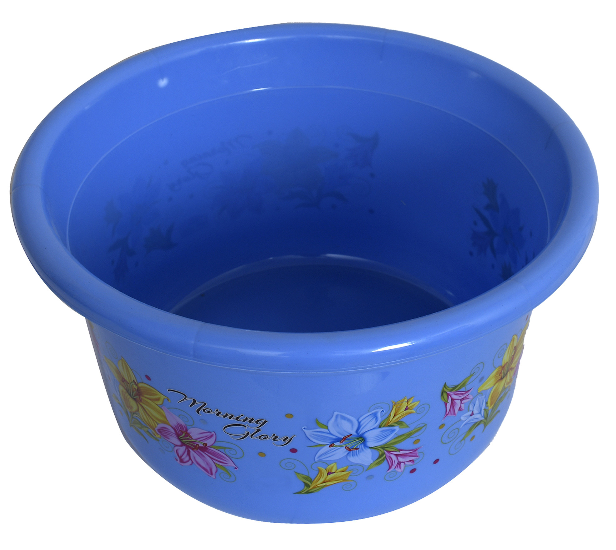 Kuber Industries Flower Print 2 Pieces Unbreakable Plastic Multipurpose Bath Tub/Washing Tub 25 Ltr (Blue & White)