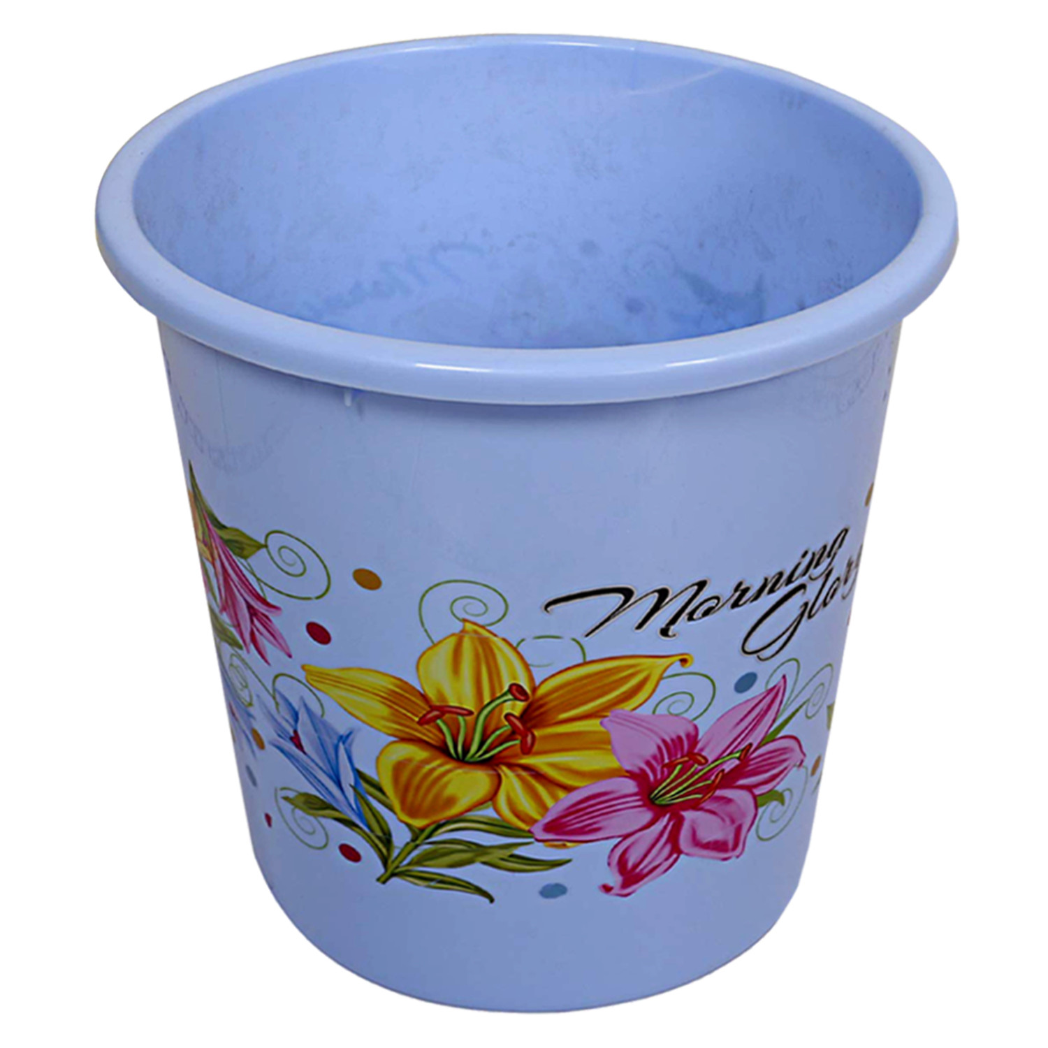 Kuber Industries Flower Print Plastic 2 Pieces Dustbin/ Garbage Bin/ Waste Bin, 13 Liters (Pink & Blue)