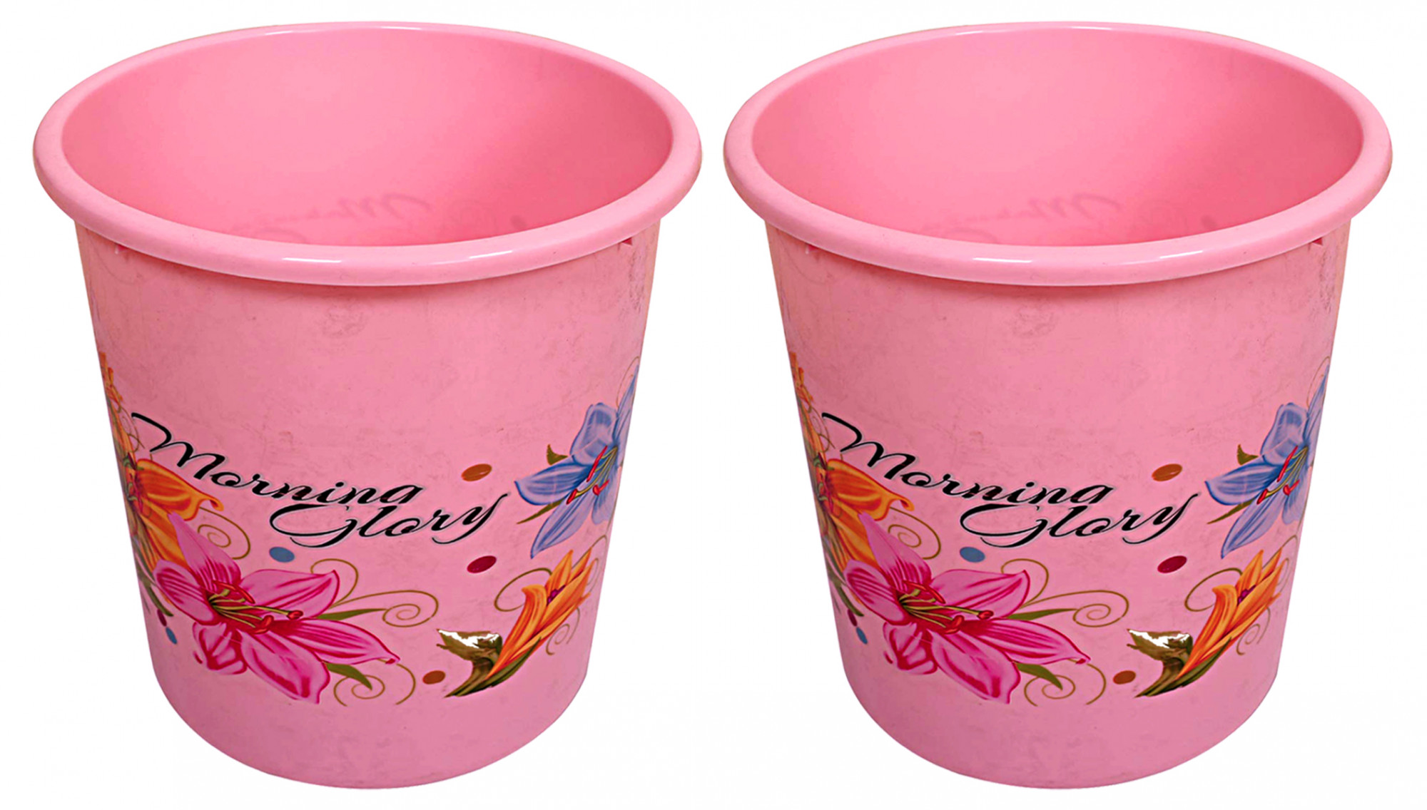 Kuber Industries Flower Print Plastic Dustbin/ Garbage Bin/ Waste Bin, 13 Liters (Pink)