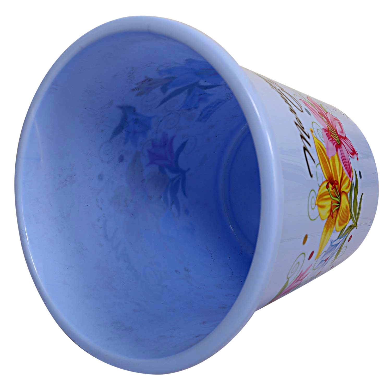 Kuber Industries Flower Print Plastic Dustbin/ Garbage Bin/ Waste Bin, 7 Liters (Blue)