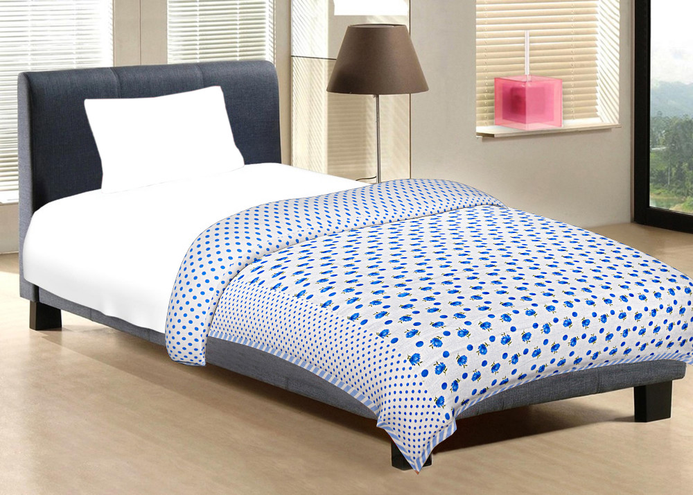 Kuber Industries Flower Printed Double Bed Size Reversible Super Soft Lightweight AC Dohar,90&quot;x100&quot; (Blue)-HS_38_KUBMART21317