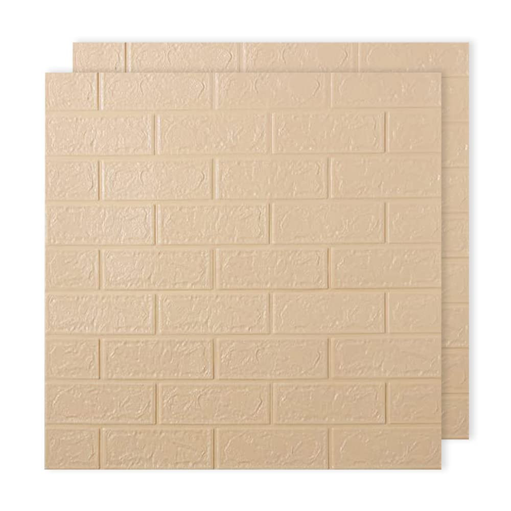 Kuber Industries Foam Brick Pattern 3D Wallpaper for Walls | Soft PE Foam| Easy to Peel, Stick &amp; Remove DIY Wallpaper | Suitable on All Walls | Pack of 2 Sheets, 70 cm X 77 cm