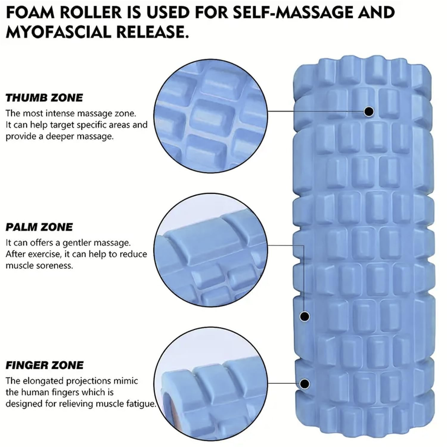 Kuber Industries Foam Roller For Exercise, Back Pain, Knee Pain (Blue)