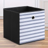 Kuber Industries Foldable Storage Basket|Square Toy Storage Bin|Front Grab Handle|Wardrobe, Closet Organizer (Navy Blue)