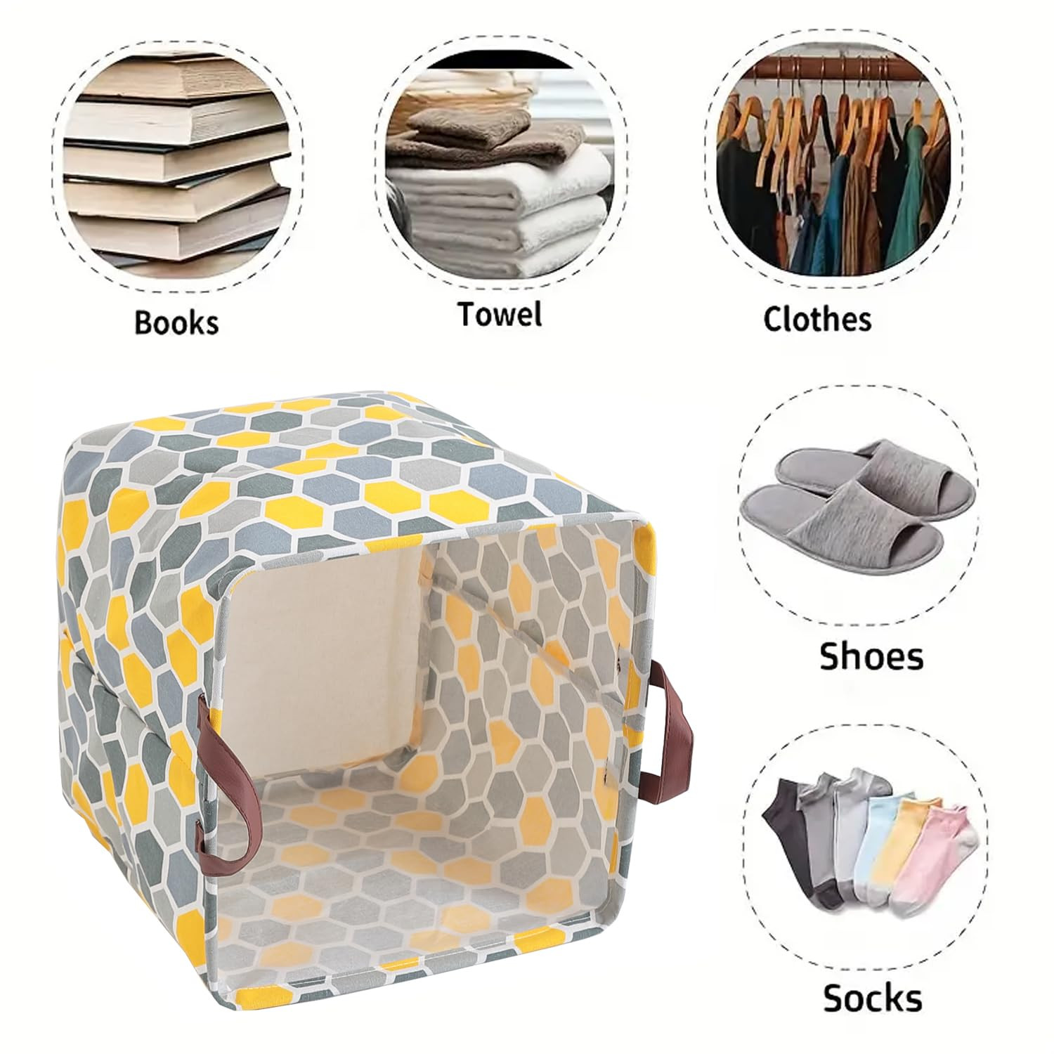 Kuber Industries Foldable Storage Basket|Square Toy Storage Bin|Side Grab Handle|Wardrobe, Closet Organizer (Multi)