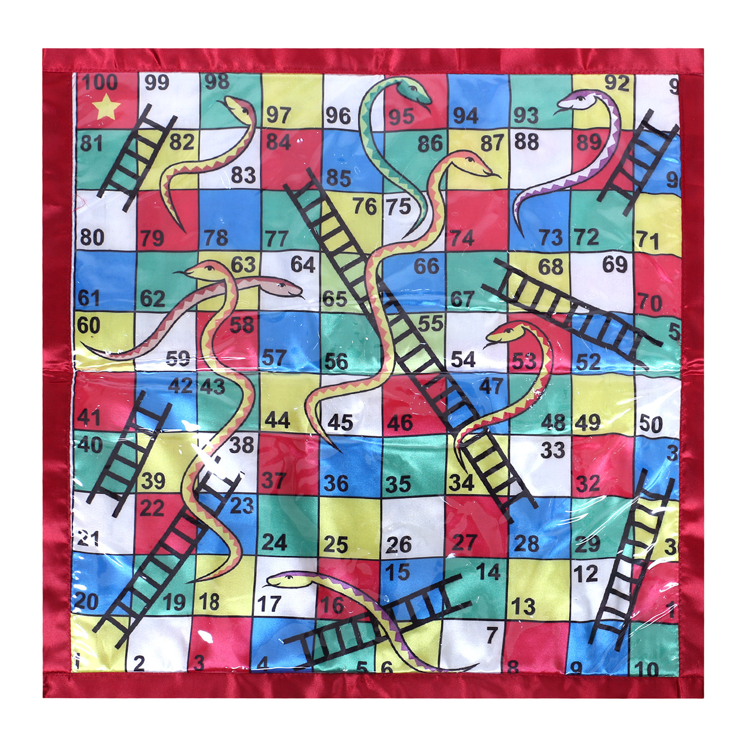 Kuber Industries Food Mat | Ludo & Snake Ladder Print | Square Reversible Laminated | Bed Protector for Home | Bed Server for Bedsheet | 22 Inch | Multicolor