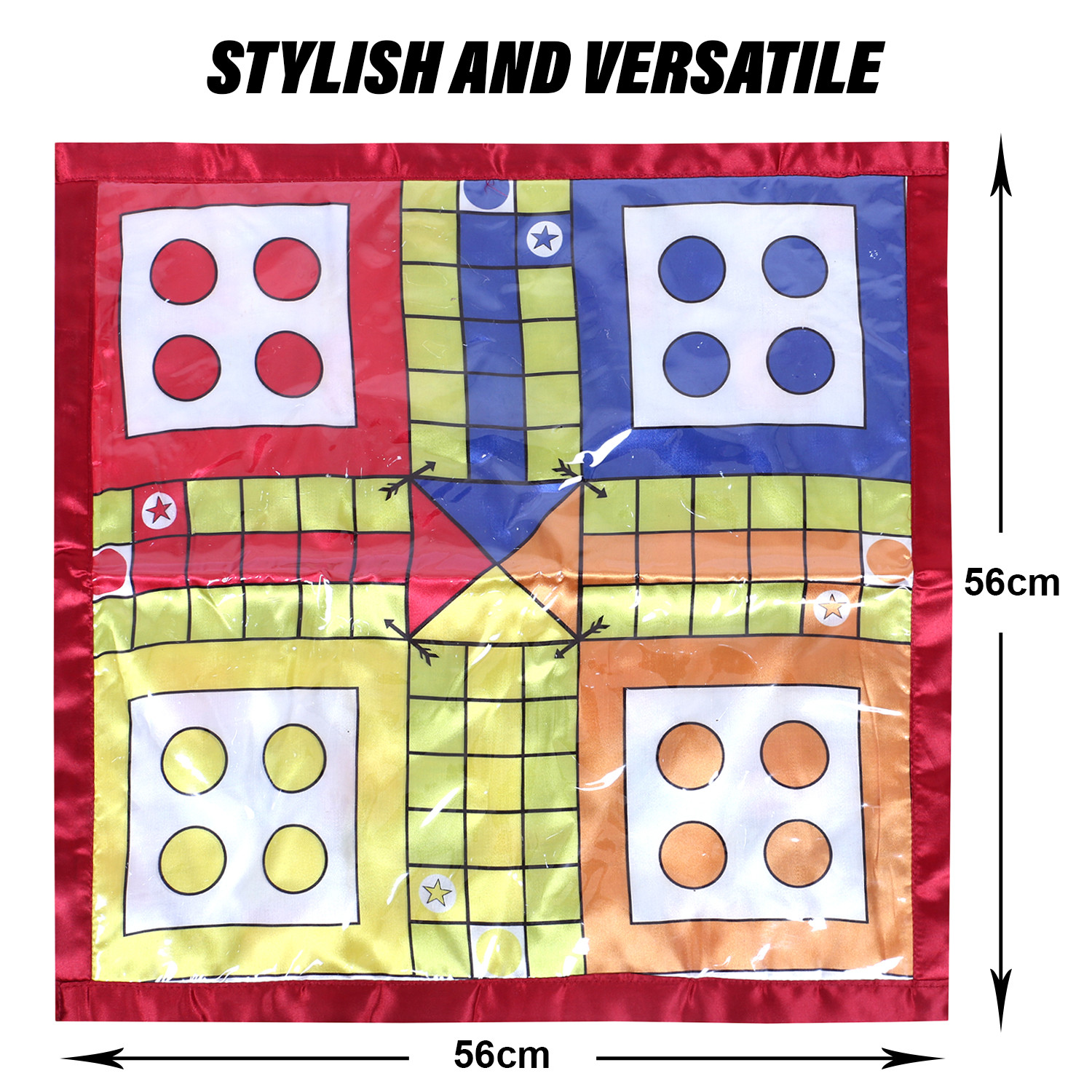 Kuber Industries Food Mat | Ludo & Snake Ladder Print | Square Reversible Laminated | Bed Protector for Home | Bed Server for Bedsheet | 22 Inch | Multicolor