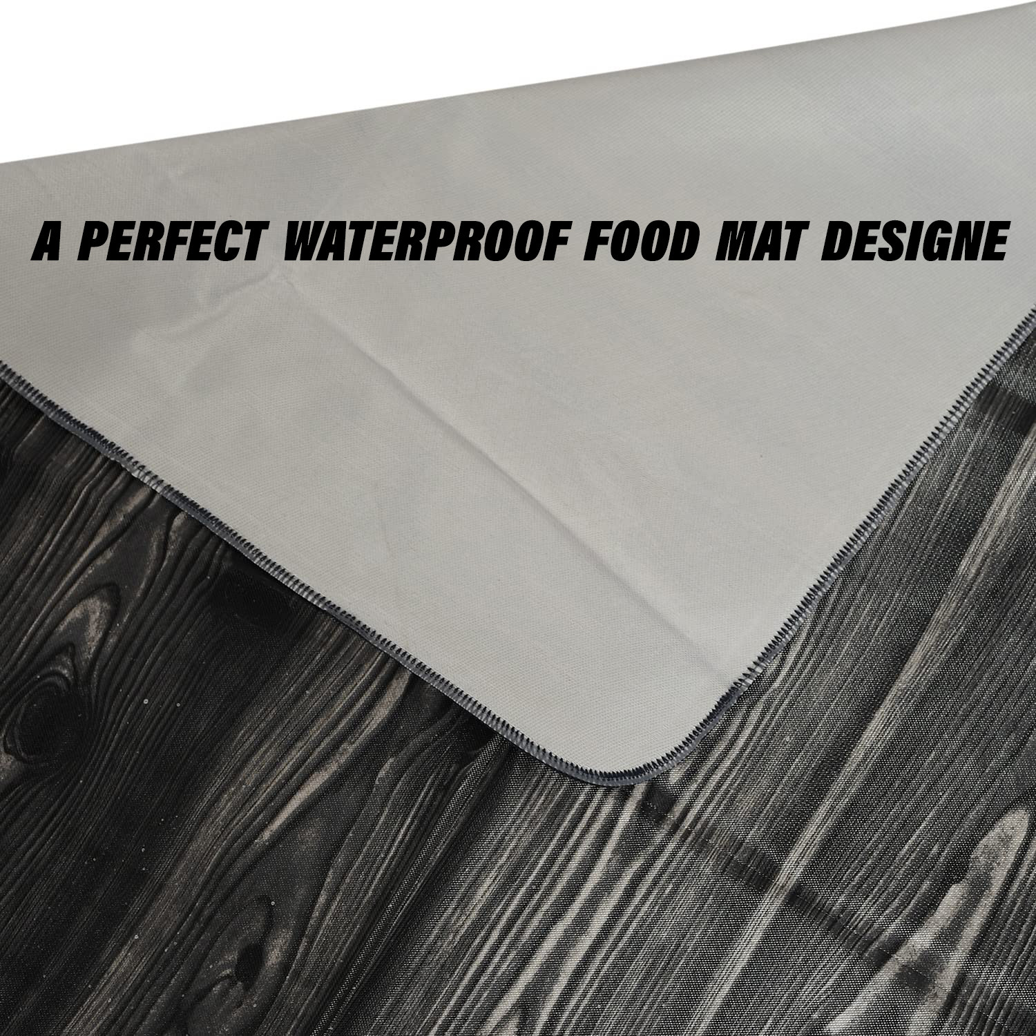 Kuber Industries Food Mat | Wooden Texture Bed Server | Laminated Bed Protector for Home | Bed Server for Bedsheet | 36 Inch | Black