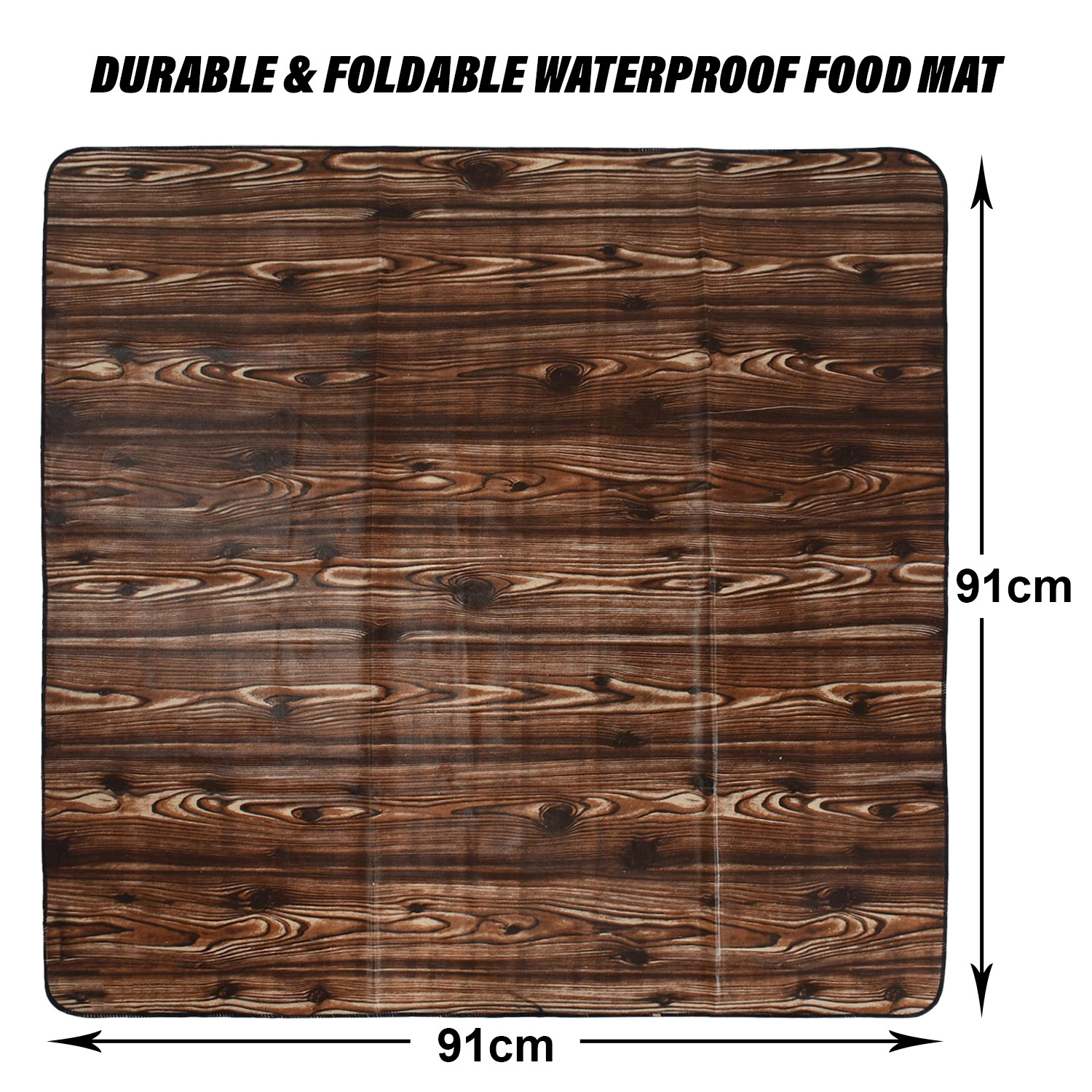 Kuber Industries Food Mat | Wooden Texture Bed Server | Laminated Bed Protector for Home | Bed Server for Bedsheet | 36 Inch | Dark Brown