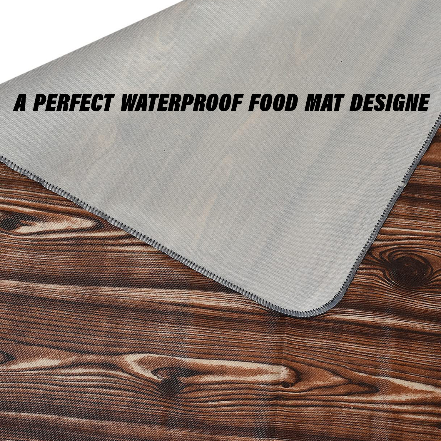 Kuber Industries Food Mat | Wooden Texture Bed Server | Laminated Bed Protector for Home | Bed Server for Bedsheet | 36 Inch | Dark Brown
