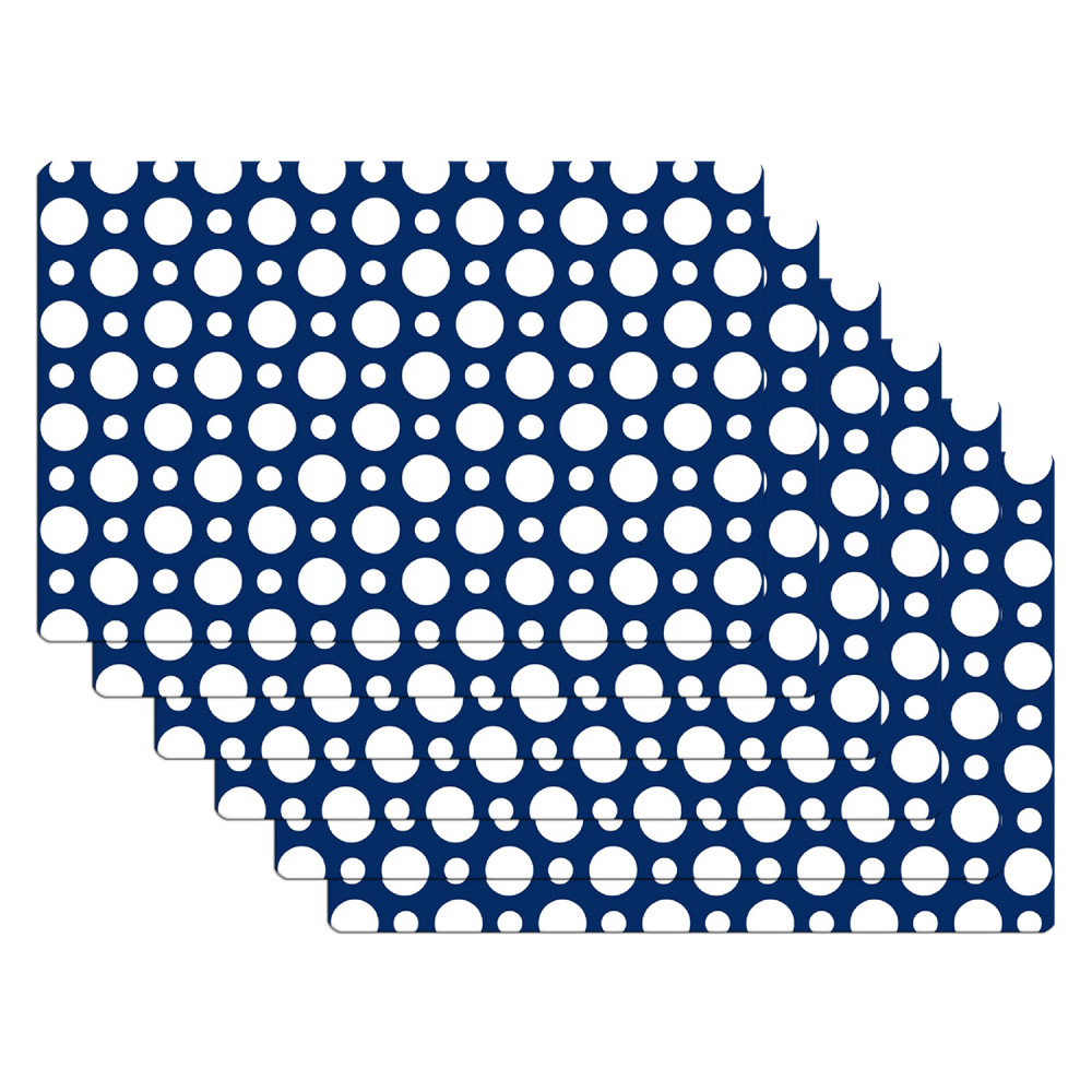 Kuber Industries Fridge Mats | PVC Blue &amp; White Dot Print | Fridge Mat for Refrigerator | Fridge Placemats for Kitchen | Set of 6 | Multicolor