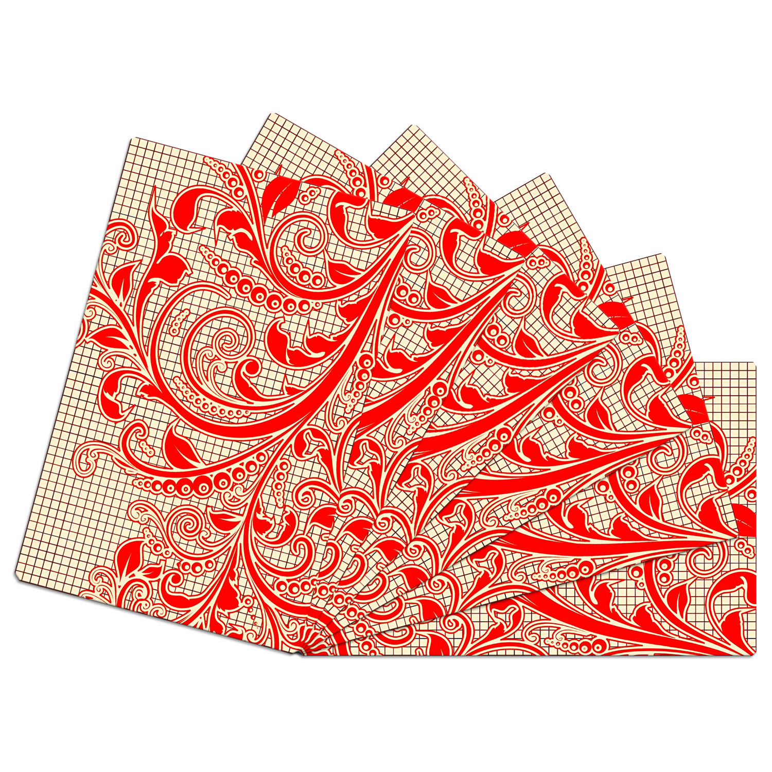 Kuber Industries Fridge Mats | PVC Red Leaf Print | Fridge Mat for Refrigerator | Fridge Placemats for Kitchen | Set of 6 | Red
