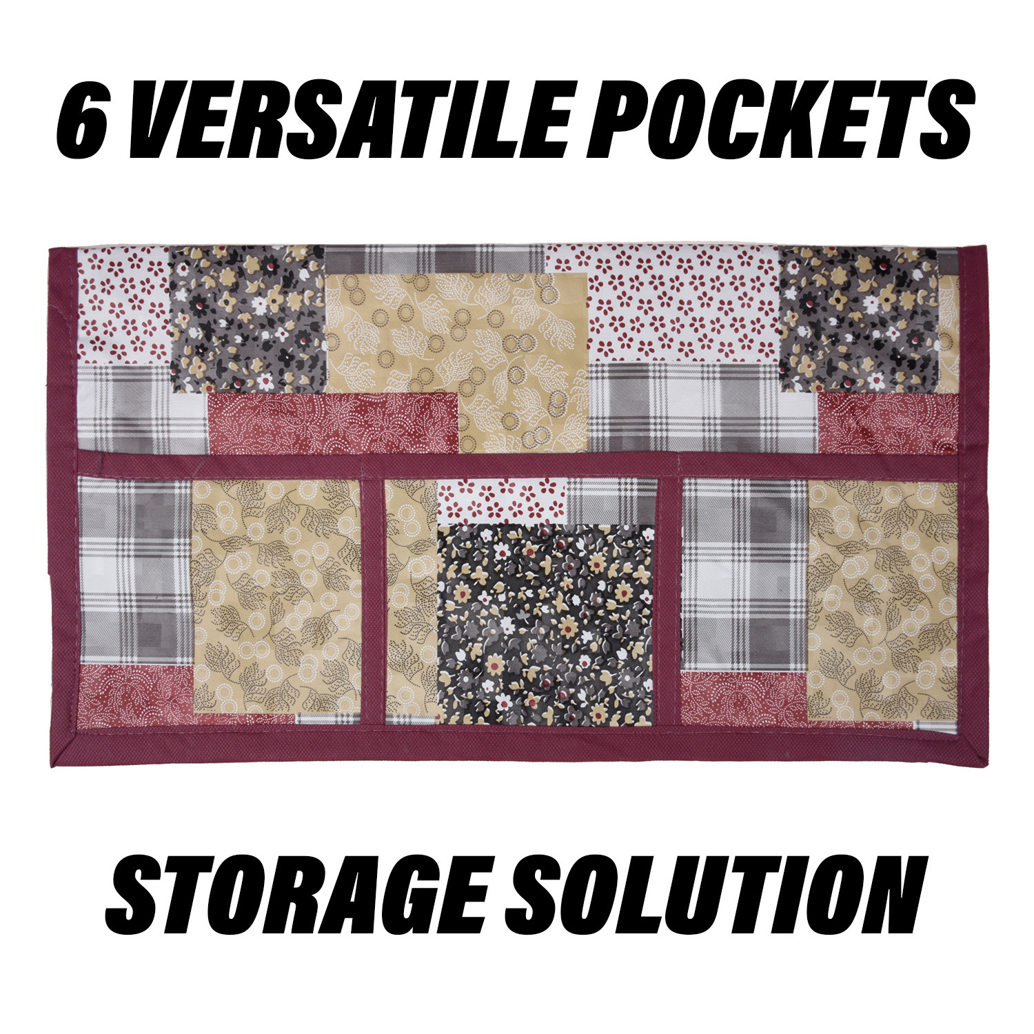 Kuber Industries Fridge Top Cover | Fridge Top Cover with Pockets | Refrigerator Top Cover for Kitchen | Fridge Top Cover with 6 Utility Pockets | Barik Flower Fridge Cover | Maroon