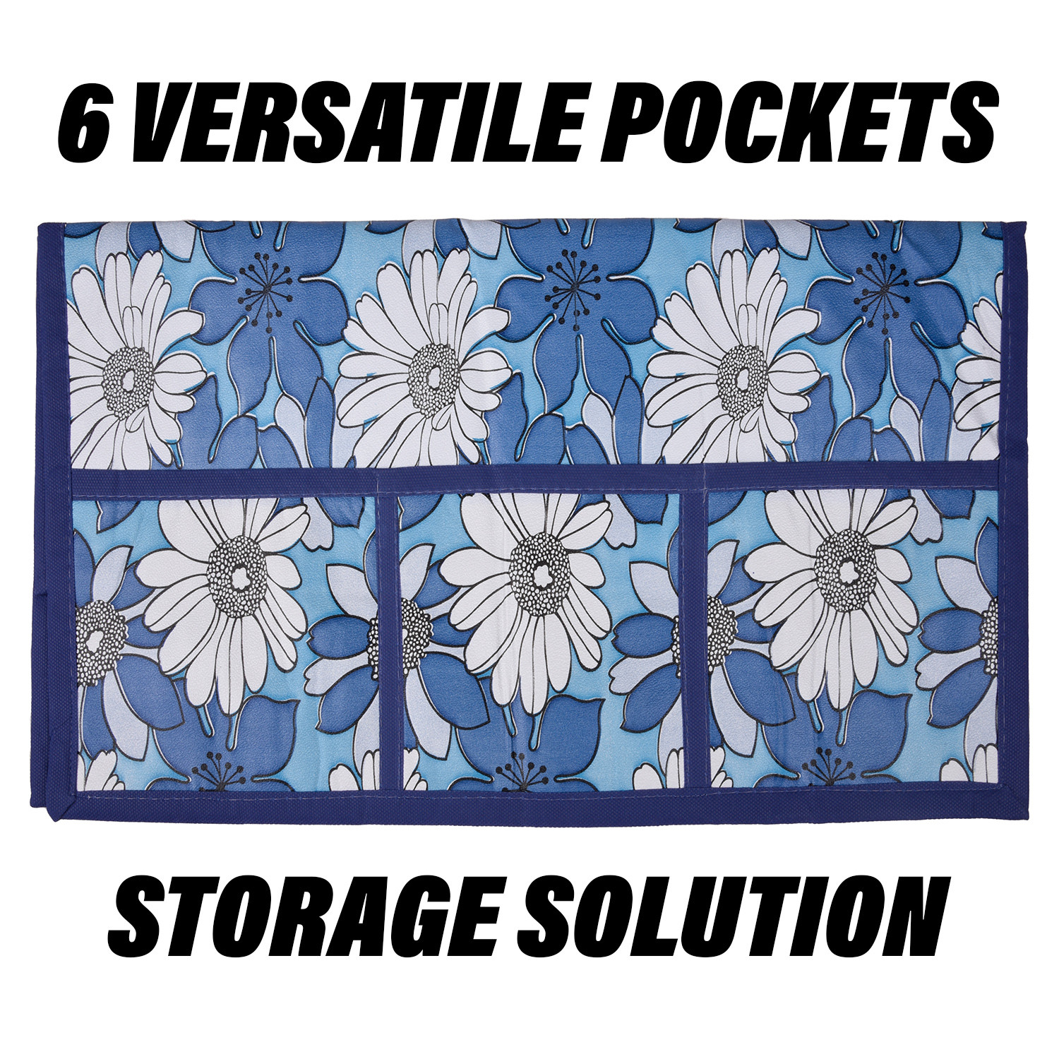 Kuber Industries Fridge Top Cover | Fridge Top Cover with Pockets | Refrigerator Top Cover for Kitchen | Fridge Top Cover with 6 Utility Pockets | White Sunflower Top Cover | Blue