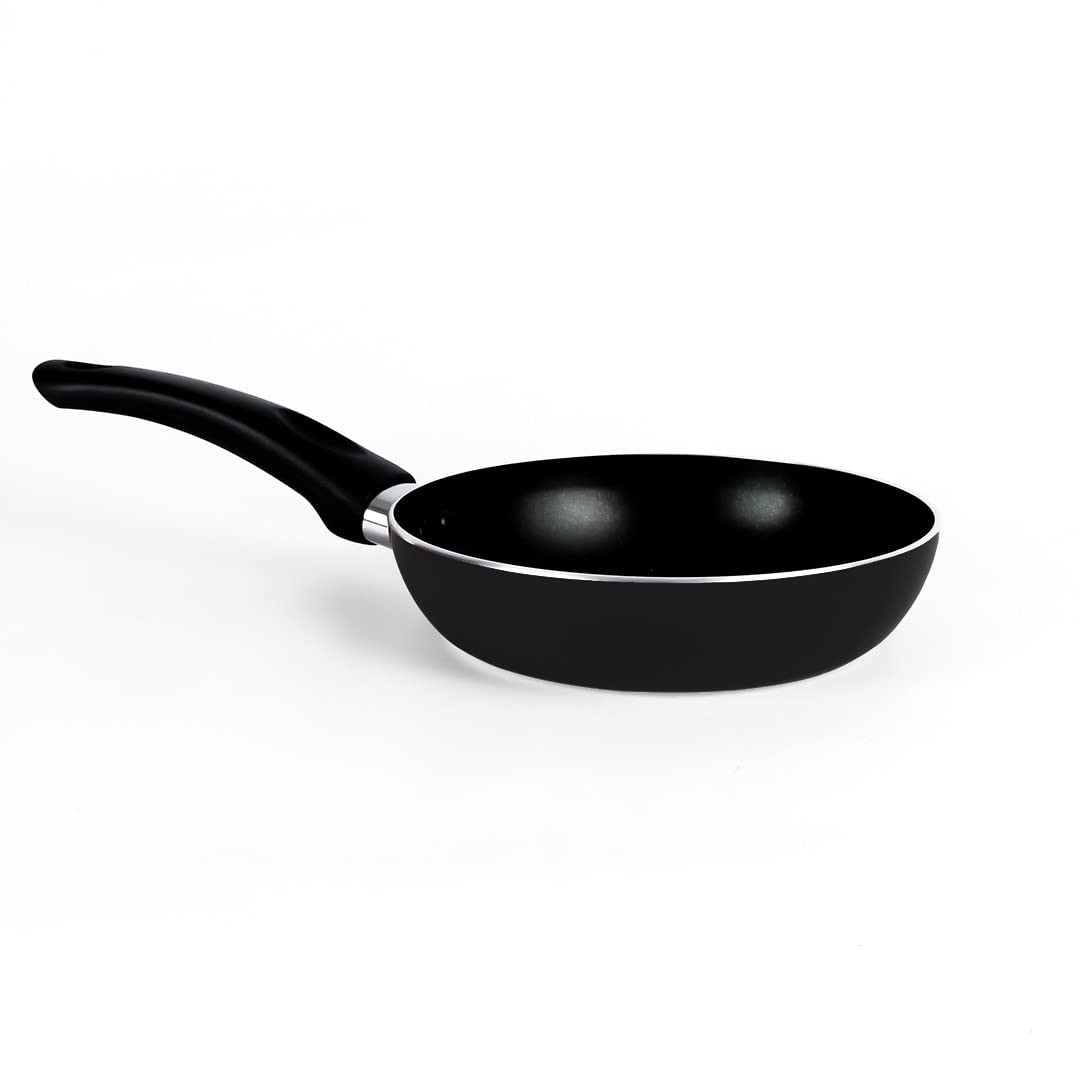 Kuber Industries Frypan | Non Stick Frying Pan| Induction Riveted Handle | Frying Pan for Kitchen | Stove & Induction Cookware | Heat Surround Cooking Frypan | 22 cm | Black