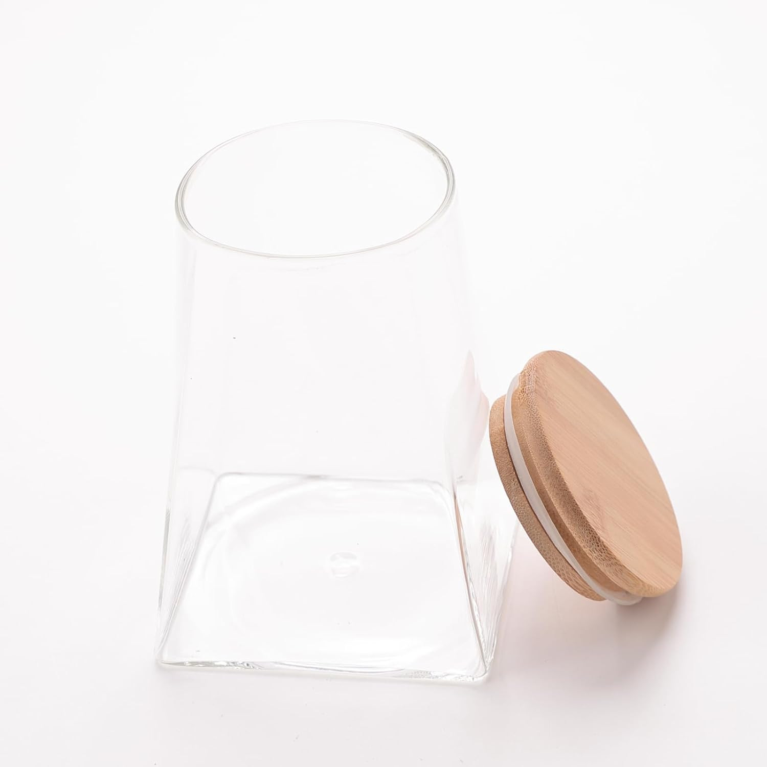 Kuber Industries Glass Jar | Multi-Utility Kitchen Organizer | Airtight Bamboo Lid | Food Storage Container | Cookies Storage Jar | 500 ML | LP017 | Transparent