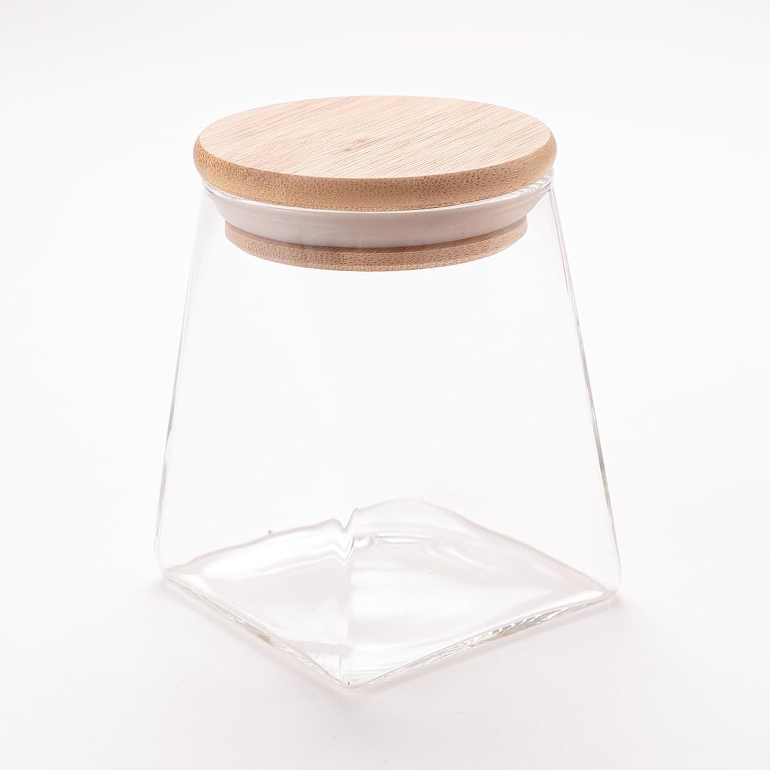 Kuber Industries Glass Jar | Multi-Utility Kitchen Organizer | Airtight Bamboo Lid | Food Storage Container | Cookies Storage Jar | 350 ML | LP016 | Transparent