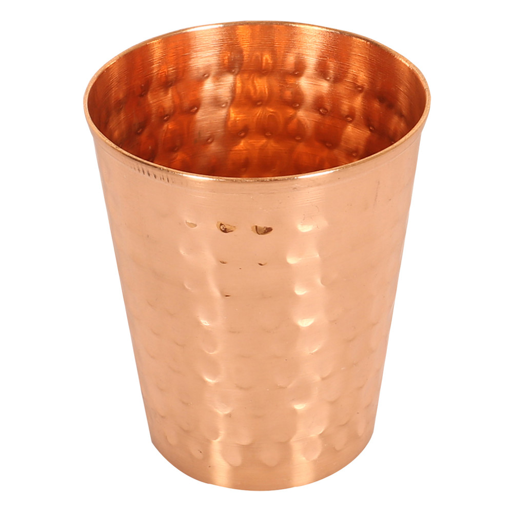 Kuber Industries Glasses | Copper Drinking Water Glass | Serving Water Glasses | Hammered Copper Glass Tumbler for Kitchen &amp; Health Benefits| Copper
