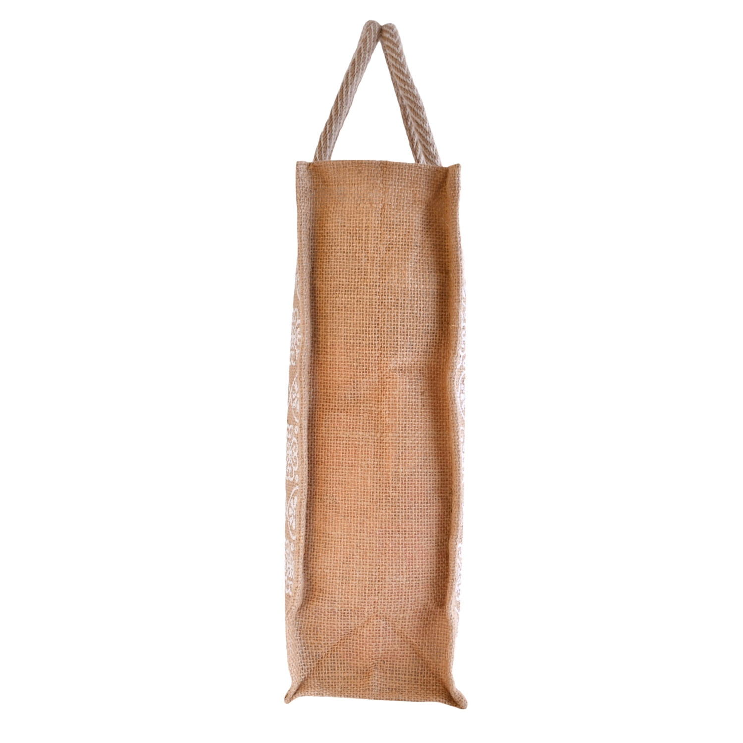 Kuber Industries Grocery Bag | Jute Carry Bag | Lunch Bags for Office | Zipper Grocery Bag with Handle | Vegetable Bag | White Flower Shopping Bag | Medium | Brown