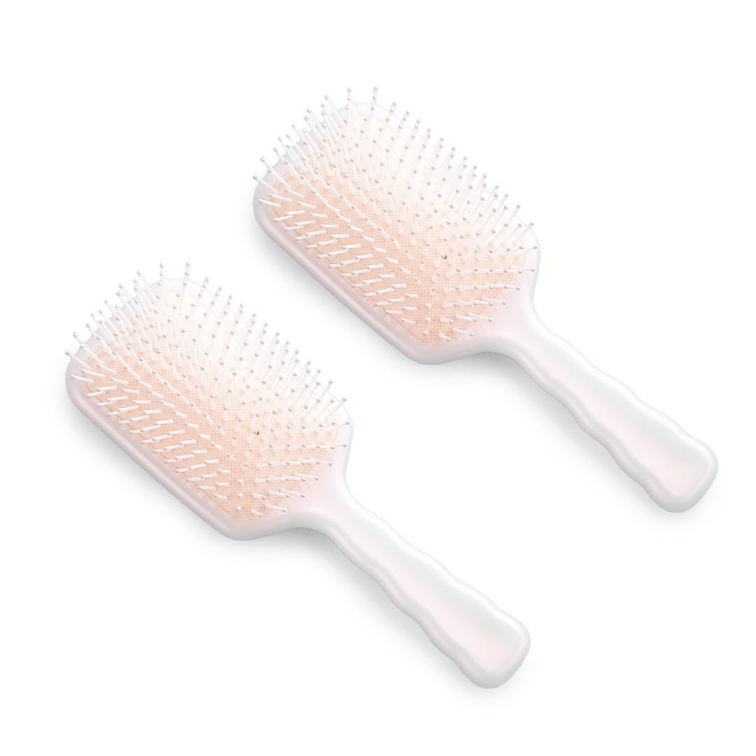 Kuber Industries Hair Brush | Bristles Brush | Hair Brush with Paddle | Detangles Hair Brush | Suitable For All Hair Types | Hair Brush Styling Hair | 2 Piece | XH45BGE | Beige