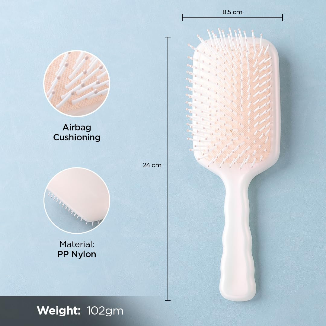 Kuber Industries Hair Brush | Bristles Brush | Hair Brush with Paddle | Detangles Hair Brush | Suitable For All Hair Types | Hair Brush Styling Hair | 2 Piece | XH45BGE | Beige